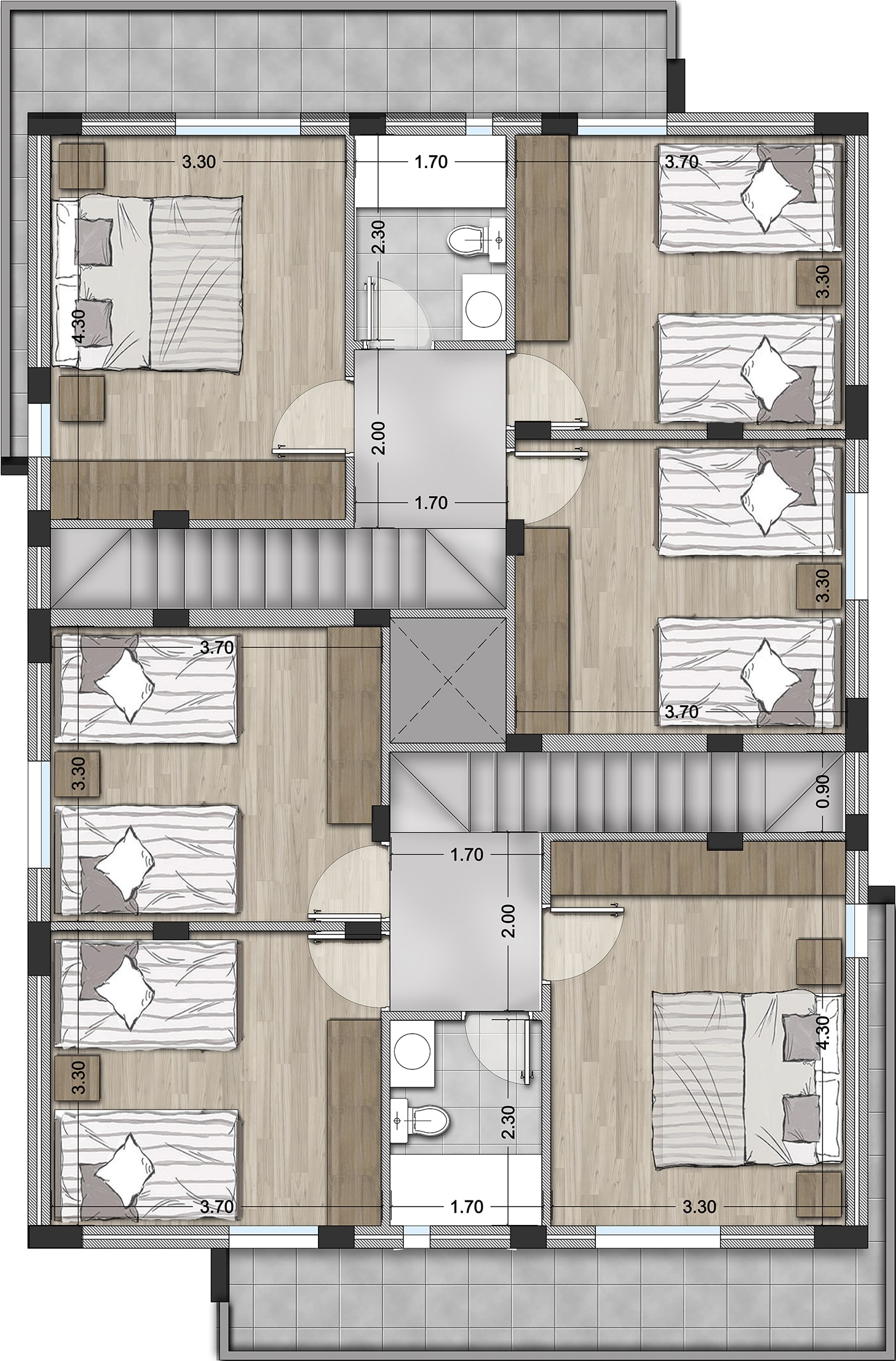 First Floor Plan C, D, E