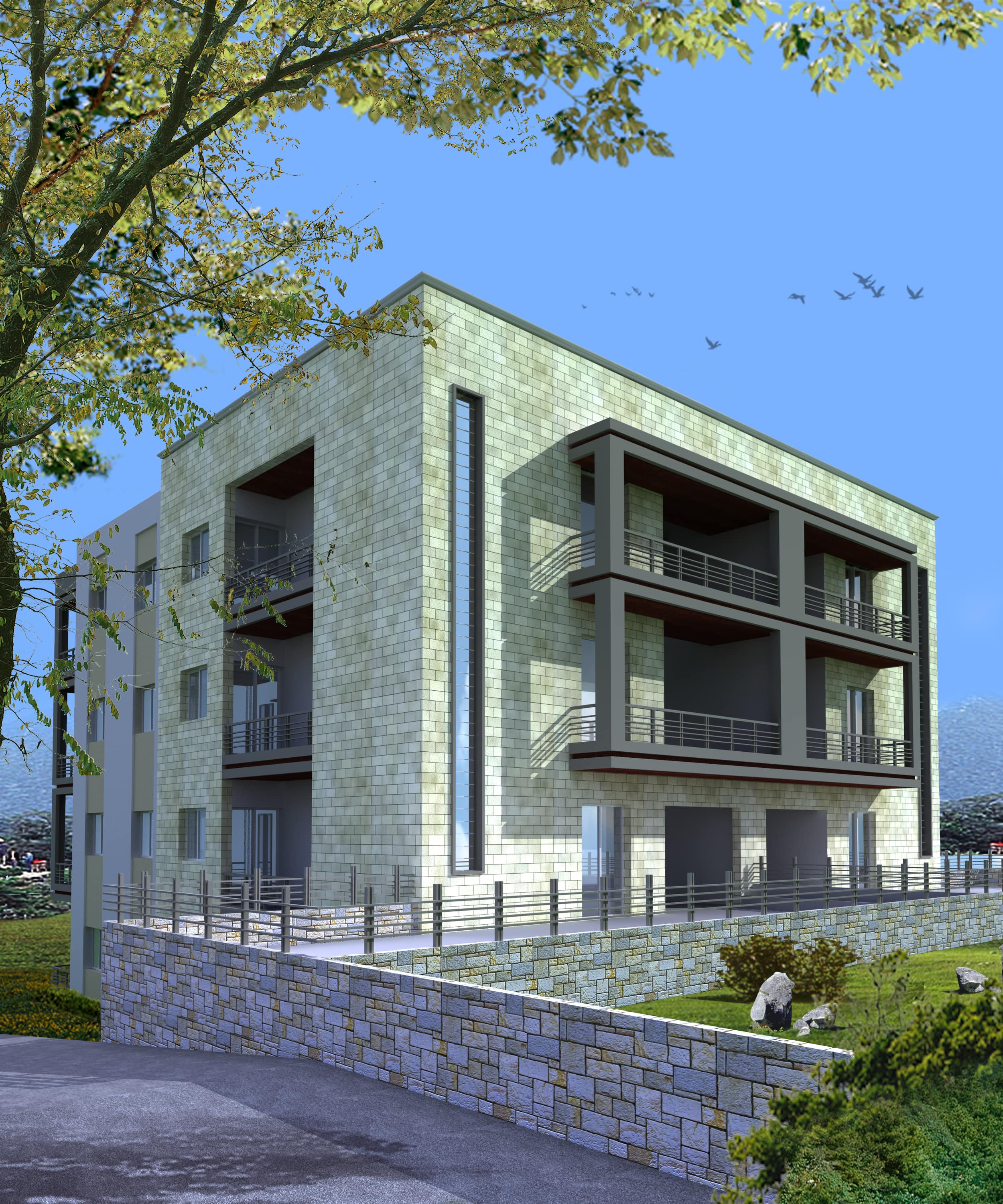 Exterior Render of block C Dhour Amioun 1